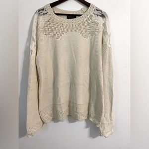 Absolutely Creative Stitch Fix Cream Lace Shoulder Sweater XXL